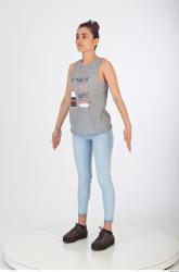 Whole body blue jeans gray woman singlet of Molly